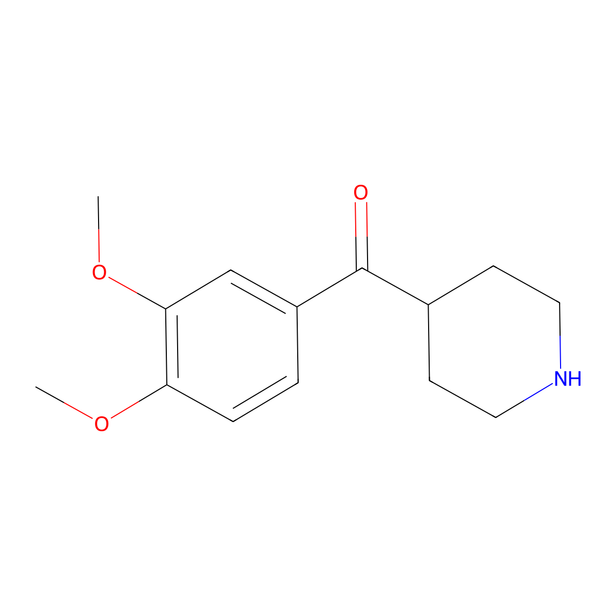 (3,4-Dimethoxyphenyl)(piperidin-4-yl)methanone molecular structure, CAS 742665-98-1