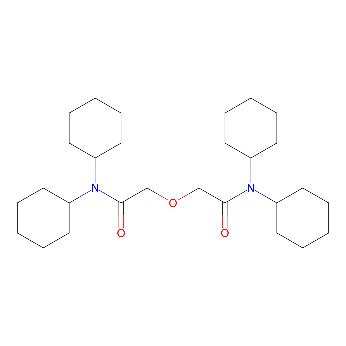 N,N,N',N'-Tetracyclohexyl-3-oxapentanediamide molecular structure, CAS 74267-27-9