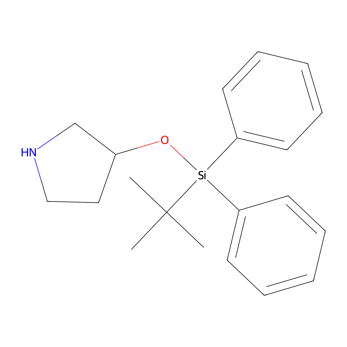 tert-butyl-diphenyl-[(3R)-pyrrolidin-3-yl]oxy-silane molecular structure, CAS 742688-13-7