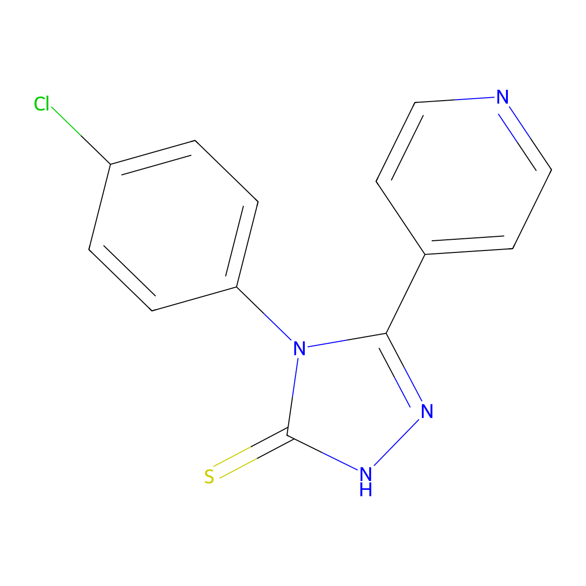 4-(4-Chloro-phenyl)-5-pyridin-4-yl-4H-[1,2,4]triazole-3-thiol molecular structure, CAS 74270-76-1
