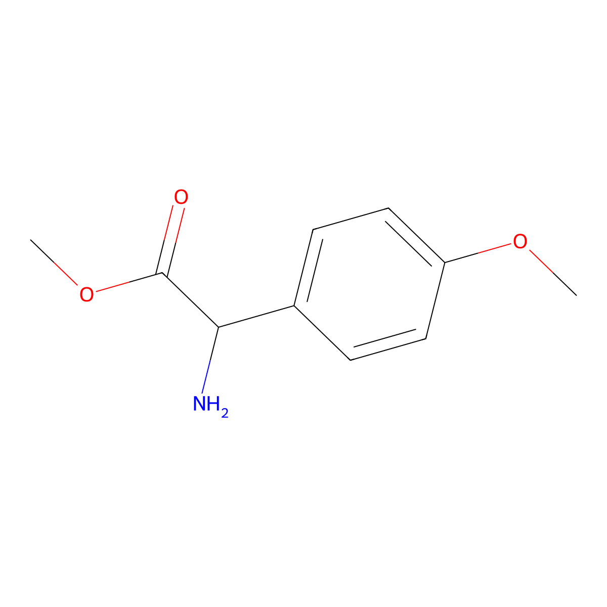 Methyl 2-amino-2-(4-methoxyphenyl)acetate molecular structure, CAS 74273-47-5