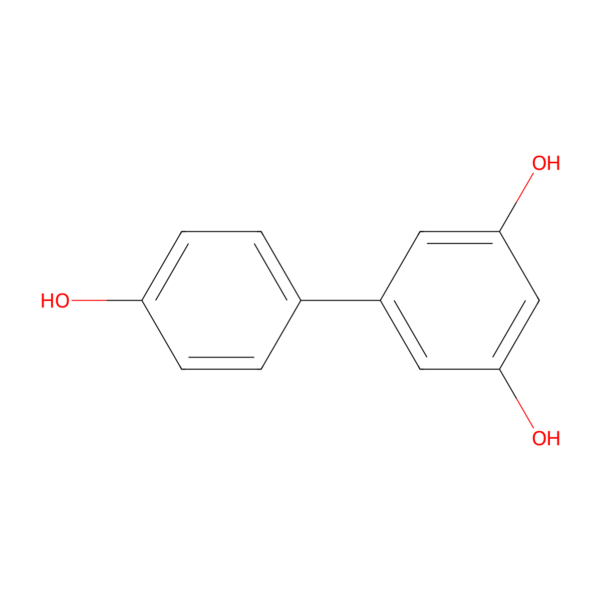 3,4',5-Biphenyltriol molecular structure, CAS 74276-54-3