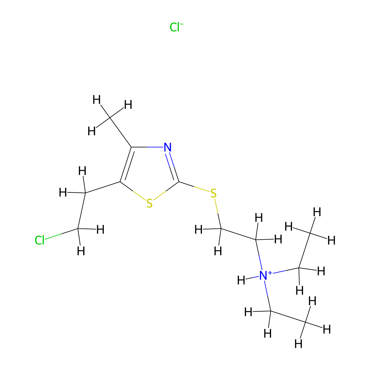 Ethanamine, 2-((5-(2-chloroethyl)-4-methyl-2-thiazolyl)thio)-N,N-diethyl-, monohydrochloride molecular structure, CAS 74277-03-5