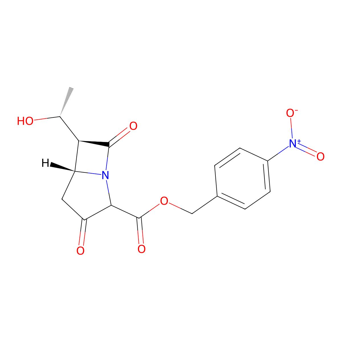 (4-Nitrophenyl)methyl (5R,6S)-6-((1R)-1-hydroxyethyl)-3,7-dioxo-1-azabicyclo(3.2.0)heptane-2-carboxylate molecular structure, CAS 74288-40-7