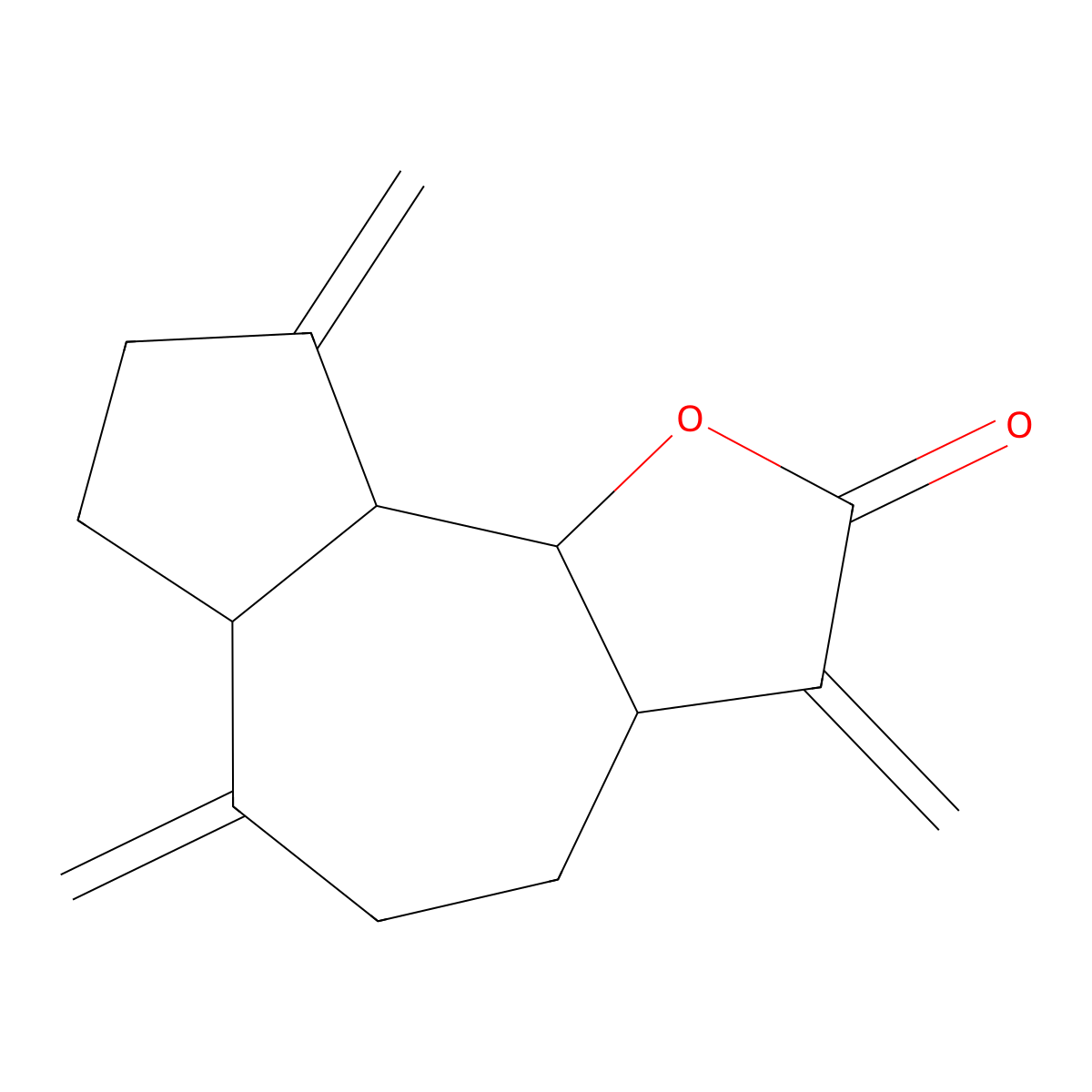 3,6,9-Trimethylidene-3a,4,5,6a,7,8,9a,9b-octahydroazuleno(4,5-b)furan-2-one molecular structure, CAS 74299-48-2