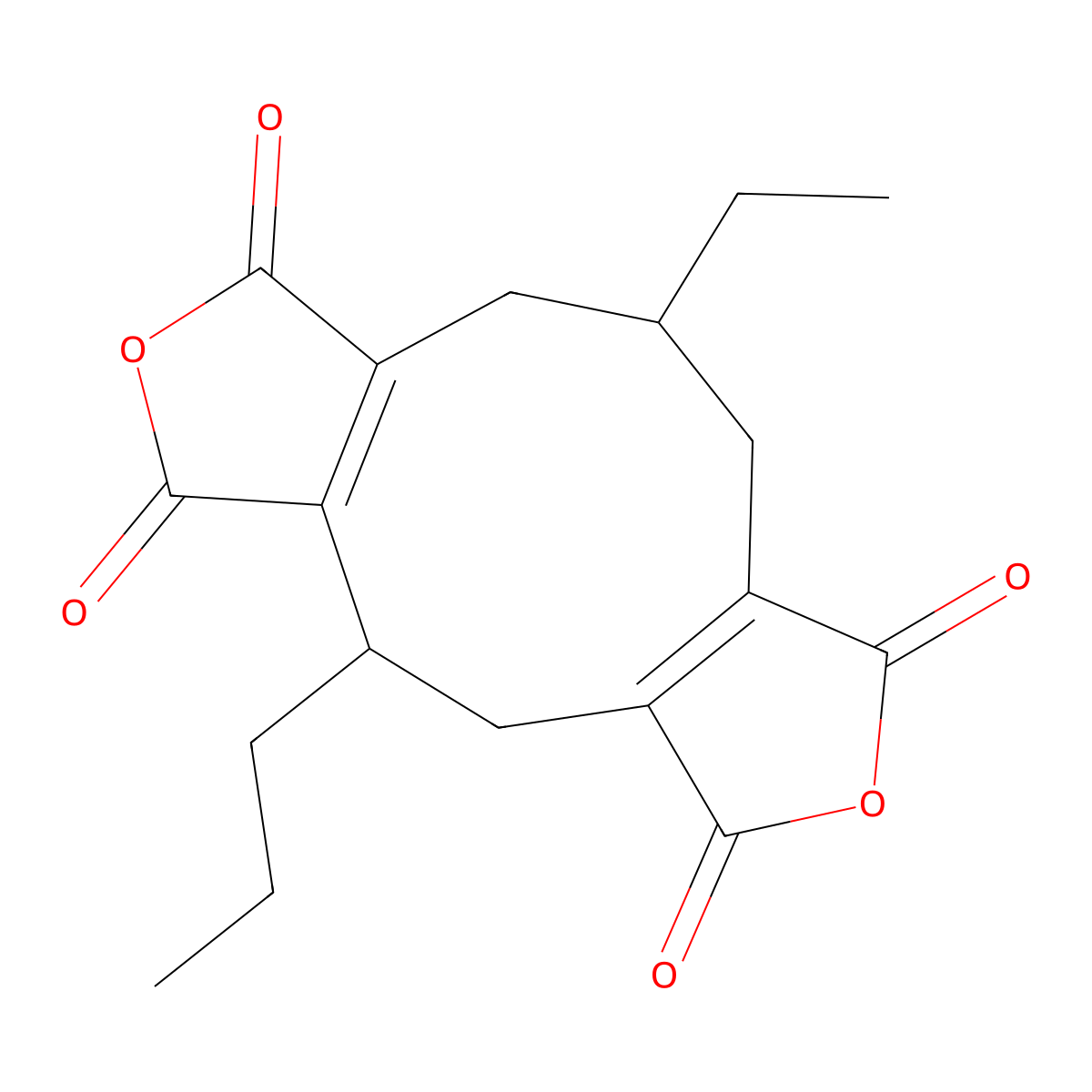 (4S,10R)-10-Ethyl-5,9,10,11-tetrahydro-4-propyl-1H-cyclonona(1,2-c:5,6-c')difuran-1,3,6,8(4H)-tetrone molecular structure, CAS 743-51-1