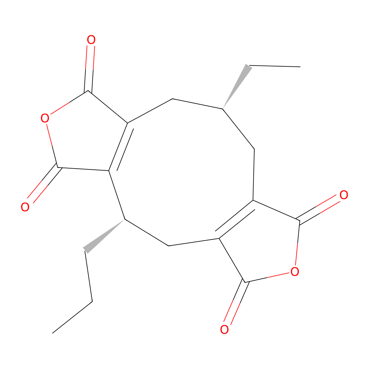 (4S,10R)-10-Ethyl-5,9,10,11-tetrahydro-4-propyl-1H-cyclonona(1,2-c:5,6-c')difuran-1,3,6,8(4H)-tetrone molecular structure, CAS 743-51-1