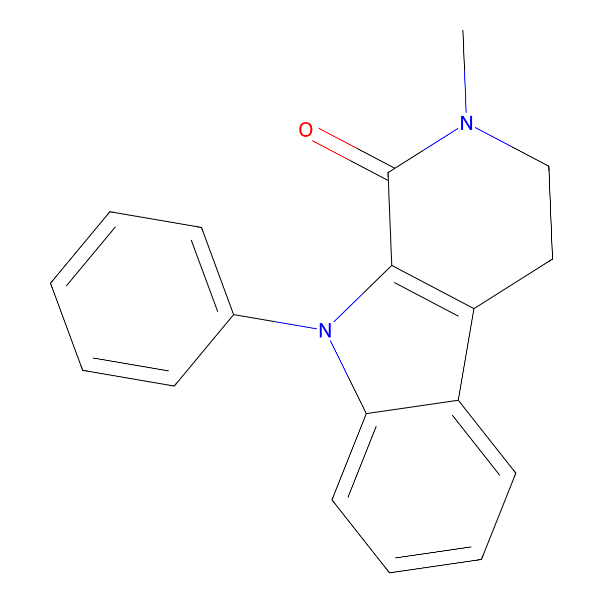 2-Methyl-9-phenyl-3,4-dihydropyrido[3,4-b]indol-1-one molecular structure, CAS 74300-17-7