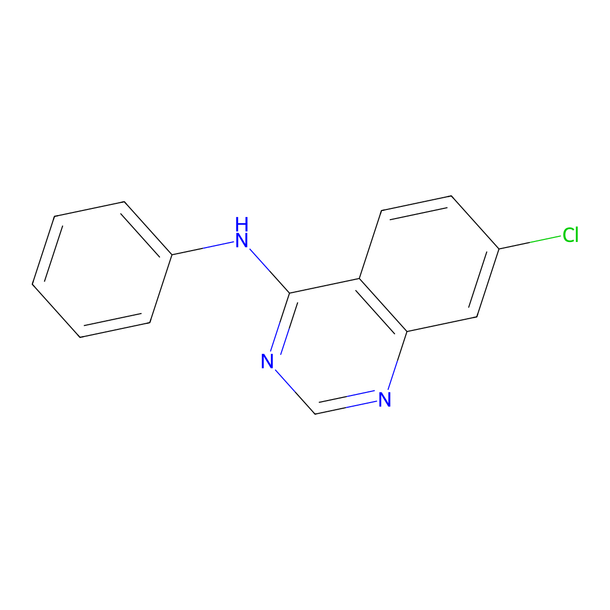 7-chloro-N-phenylquinazolin-4-amine molecular structure, CAS 74303-34-7