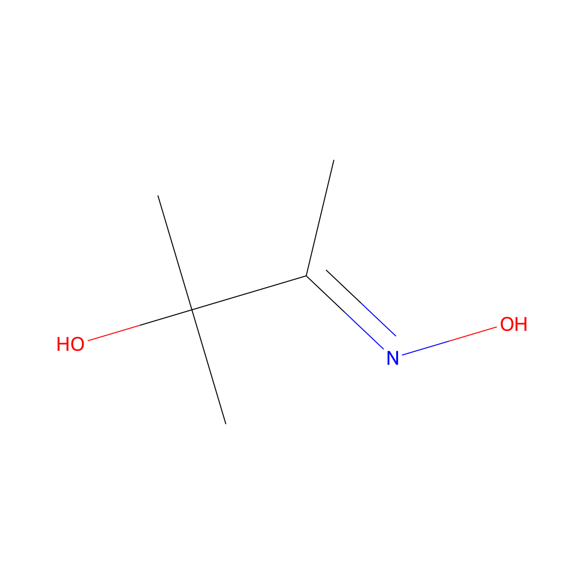 3-Hydroxy-3-methyl-2-butanone oxime molecular structure, CAS 7431-25-6