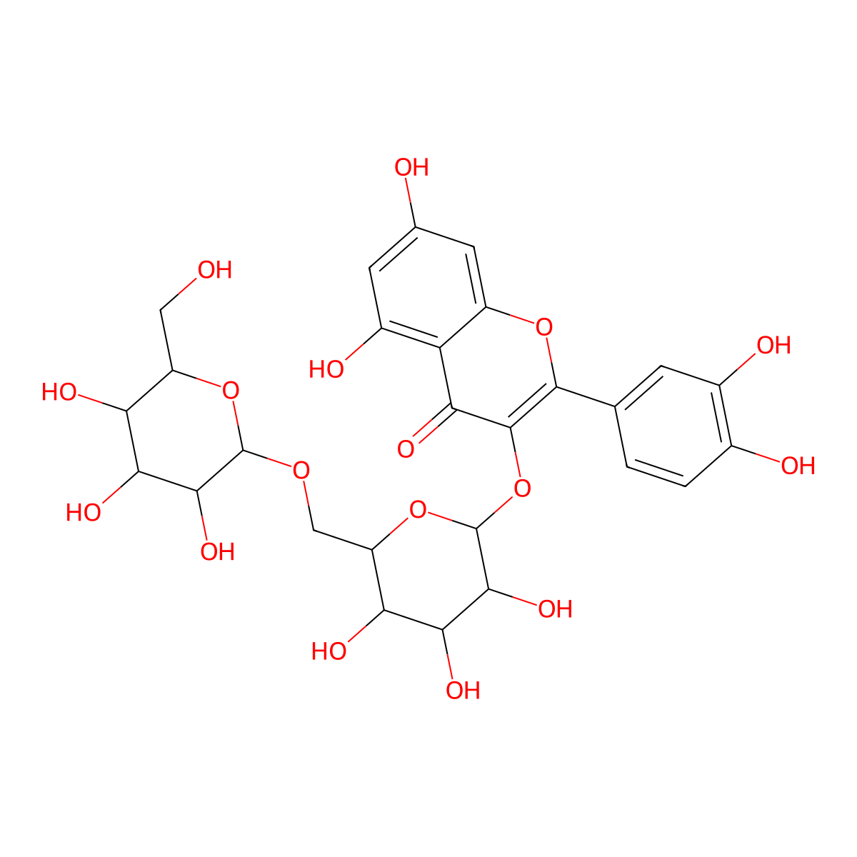Quercetin 3-O-gentiobioside molecular structure, CAS 7431-83-6