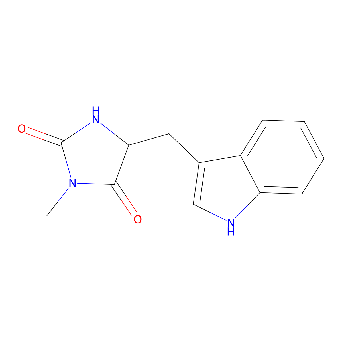 5-(1H-Indol-3-ylmethyl)-3-methyl-2,4-imidazolidinedione molecular structure, CAS 74311-00-5