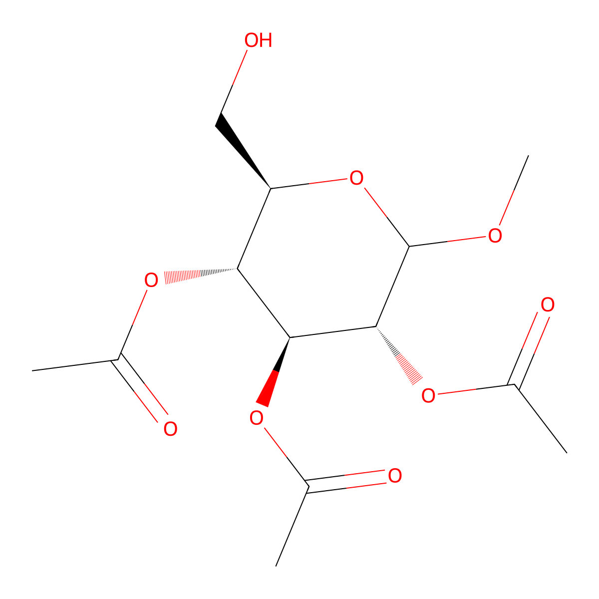 methyl 2,3,4-tri-O-acetylglucopyranoside molecular structure, CAS 7432-72-6