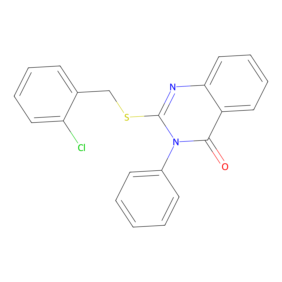 4(3H)-Quinazolinone, 2-(o-chlorobenzylthio)-3-phenyl- molecular structure, CAS 74333-00-9
