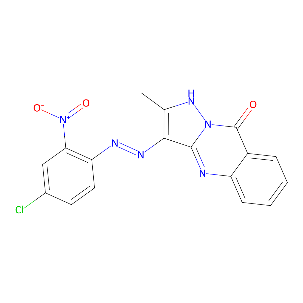 Pyrazolo[5,1-b]quinazolin-9(1H)-one, 3-[2-(4-chloro-2-nitrophenyl)diazenyl]-2-methyl- molecular structure, CAS 74336-59-7