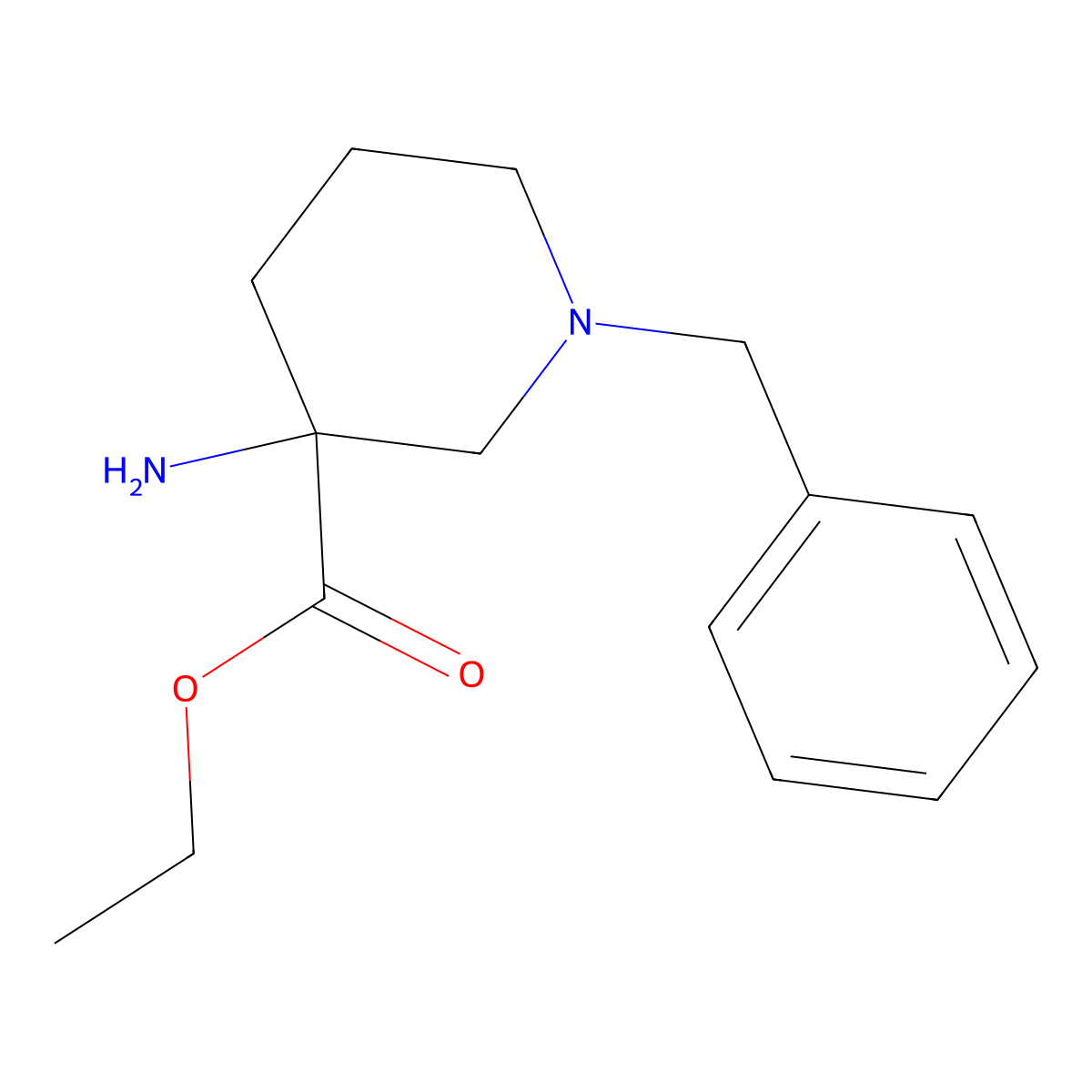 Ethyl 3-amino-1-benzylpiperidine-3-carboxylate molecular structure, CAS 743397-17-3