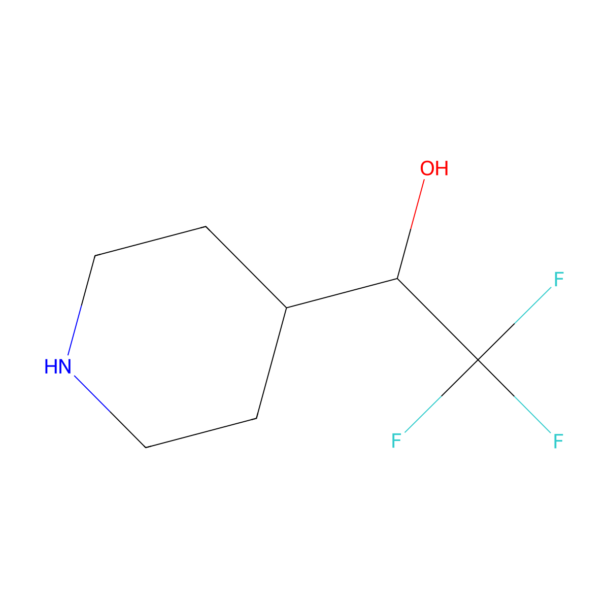4-(1-Hydroxy-2,2,2-trifluoroethyl)piperidine molecular structure, CAS 743402-57-5