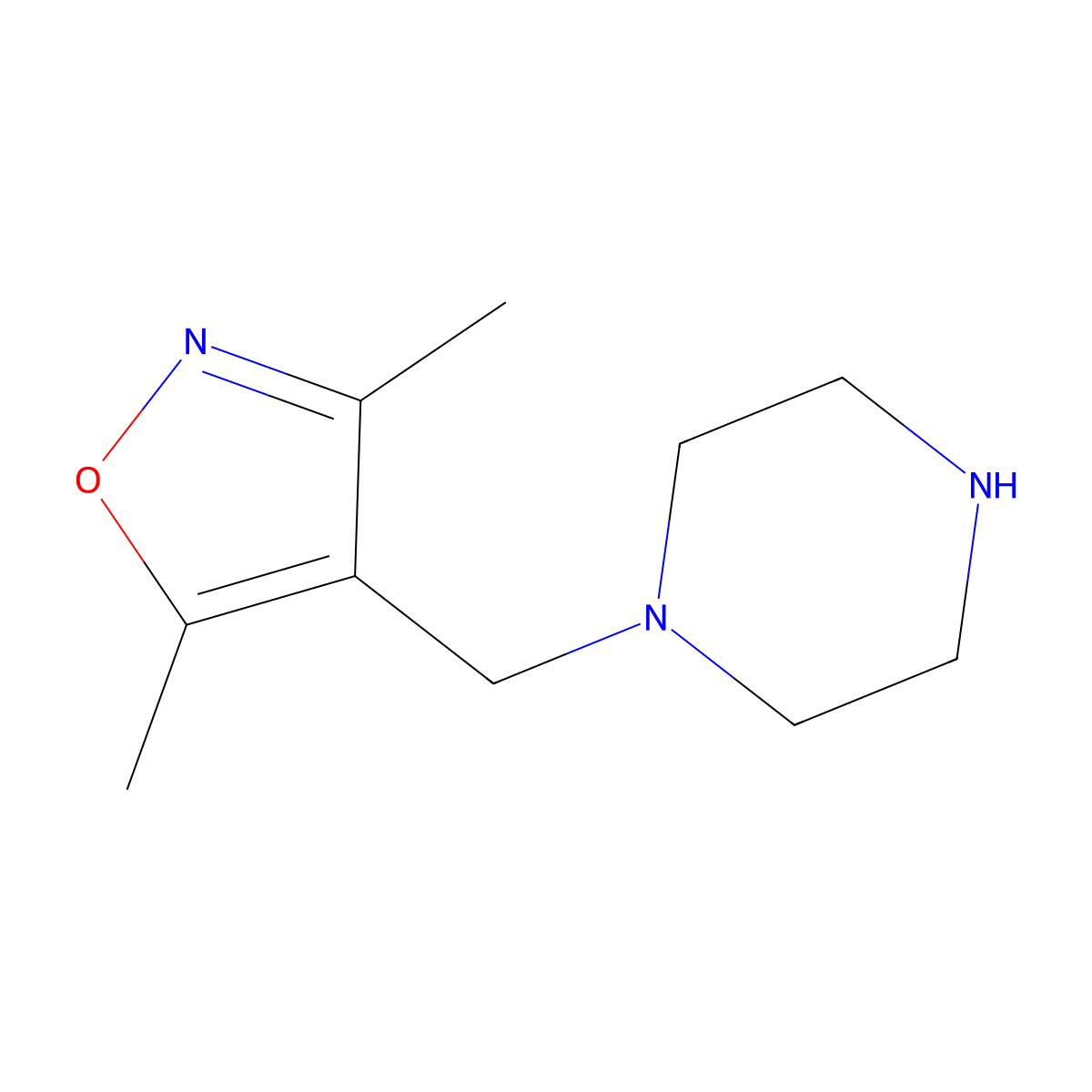 1-[(Dimethyl-1,2-oxazol-4-yl)methyl]piperazine molecular structure, CAS 743416-40-2
