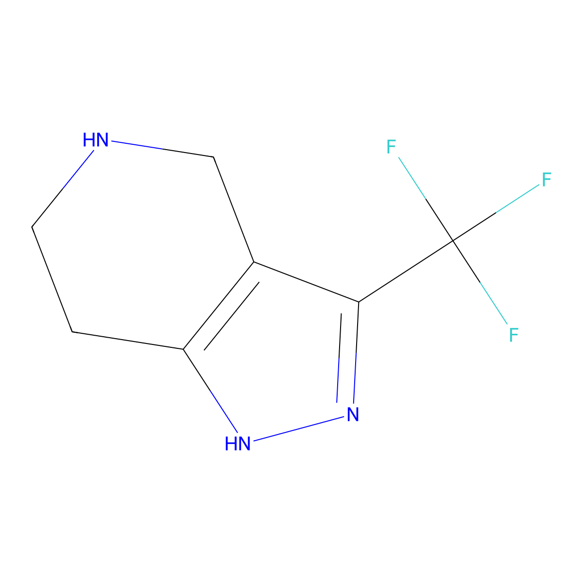 3-(trifluoromethyl)-4,5,6,7-tetrahydro-1H-pyrazolo[4,3-c]pyridine molecular structure, CAS 743419-80-9