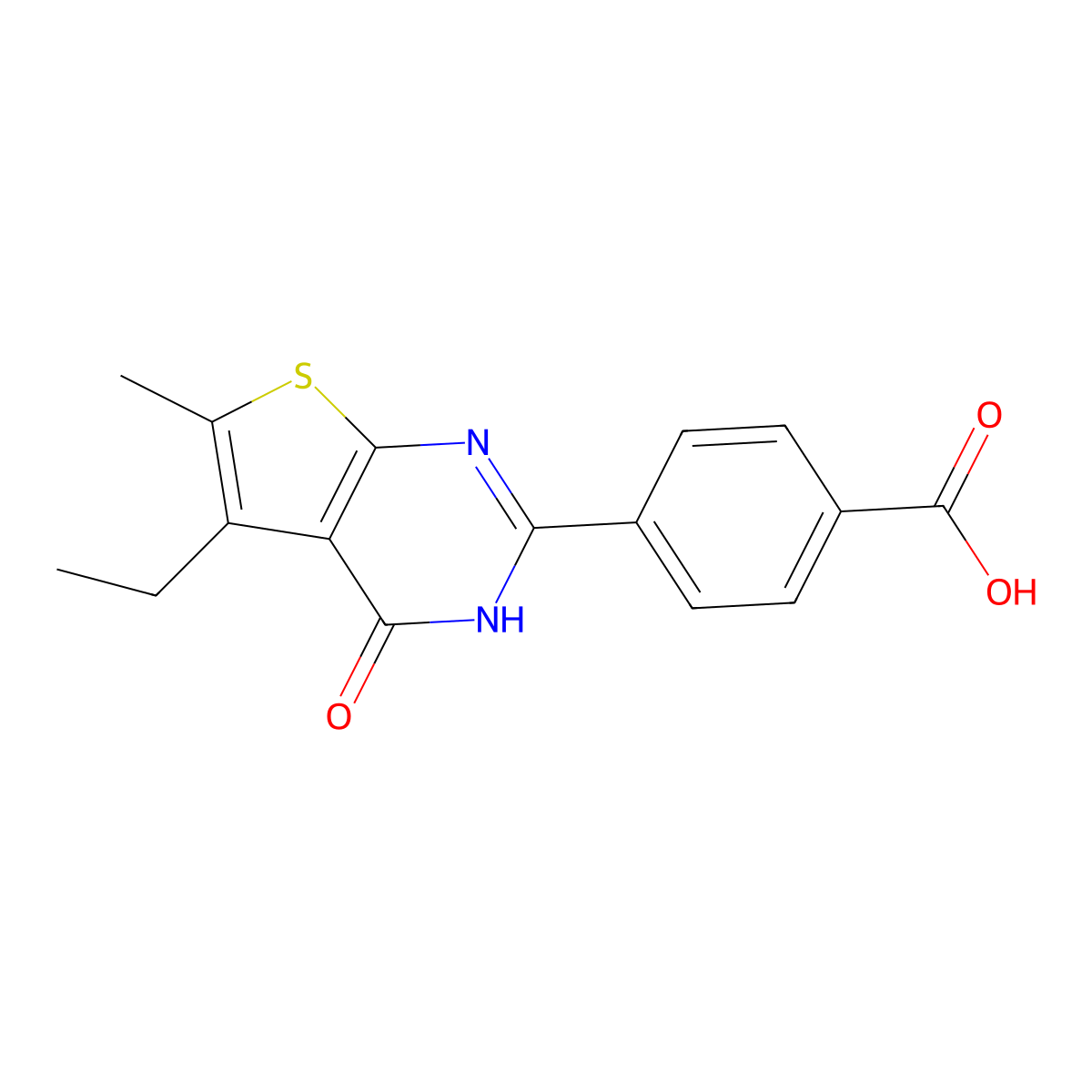 4-(5-Ethyl-6-methyl-4-oxo-3,4-dihydrothieno[2,3-d]pyrimidin-2-yl)benzoic acid molecular structure, CAS 743439-21-6
