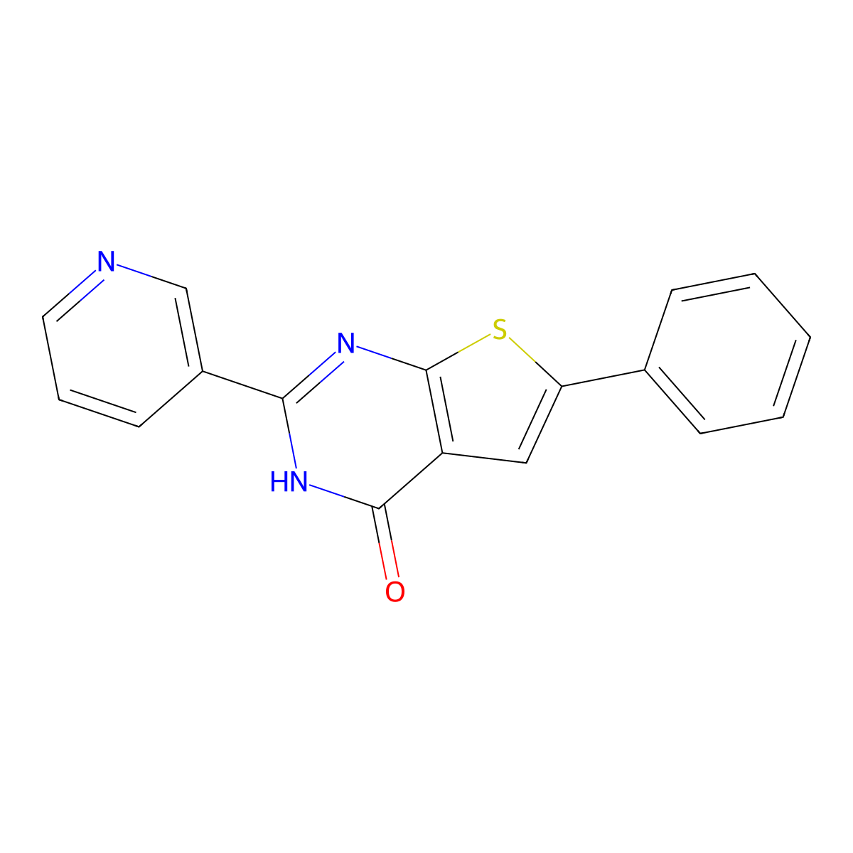 6-phenyl-2-pyridin-3-yl-3H-thieno[2,3-d]pyrimidin-4-one molecular structure, CAS 743439-29-4