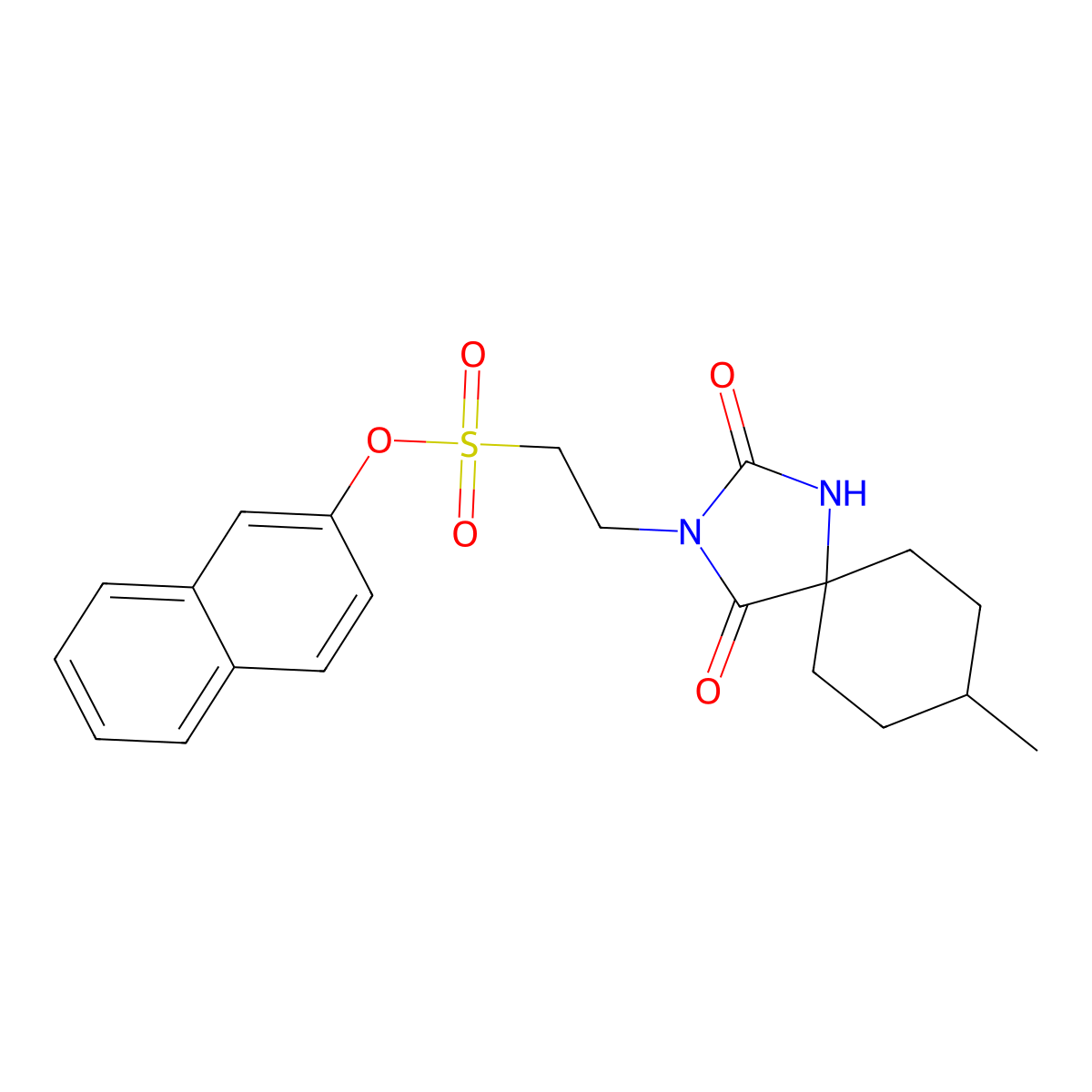 2-Naphthyl [2-(8-methyl-1,3-dioxo-2,4-diazaspiro[4.5]dec-2-yl)ethyl]sulfonate molecular structure, CAS 743439-34-1