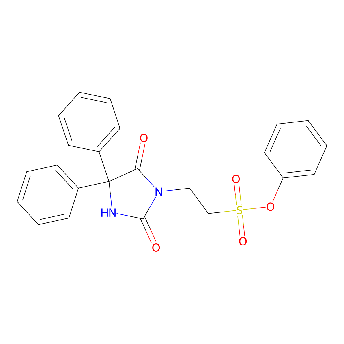 Phenyl 2-(2,5-dioxo-4,4-diphenylimidazolidin-1-yl)ethanesulfonate molecular structure, CAS 743439-43-2