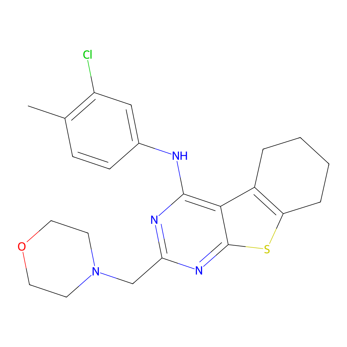 N-(3-chloro-4-methylphenyl)-5-[(morpholin-4-yl)methyl]-8-thia-4,6-diazatricyclo[7.4.0.0^{2,7}]trideca-1(9),2,4,6-tetraen-3-amine molecular structure, CAS 743439-46-5