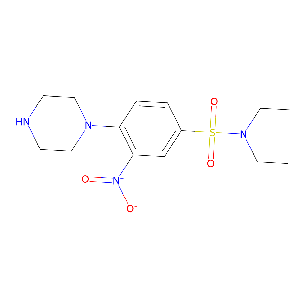 N,N-diethyl-3-nitro-4-piperazin-1-ylbenzenesulfonamide molecular structure, CAS 743440-22-4