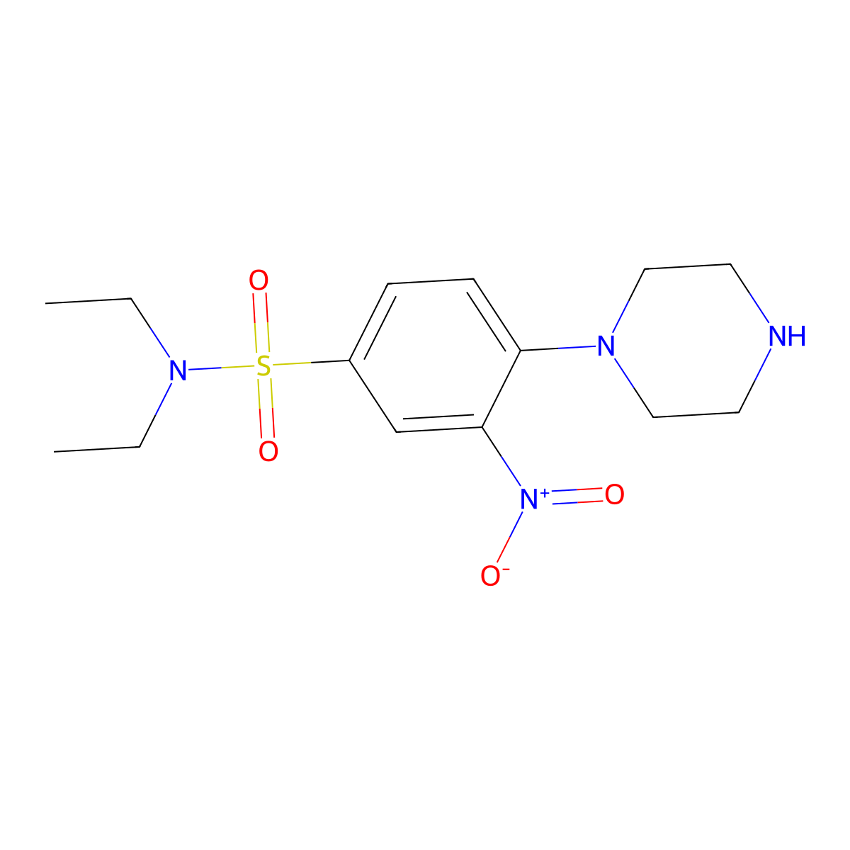 N,N-diethyl-3-nitro-4-piperazin-1-ylbenzenesulfonamide molecular structure, CAS 743440-22-4