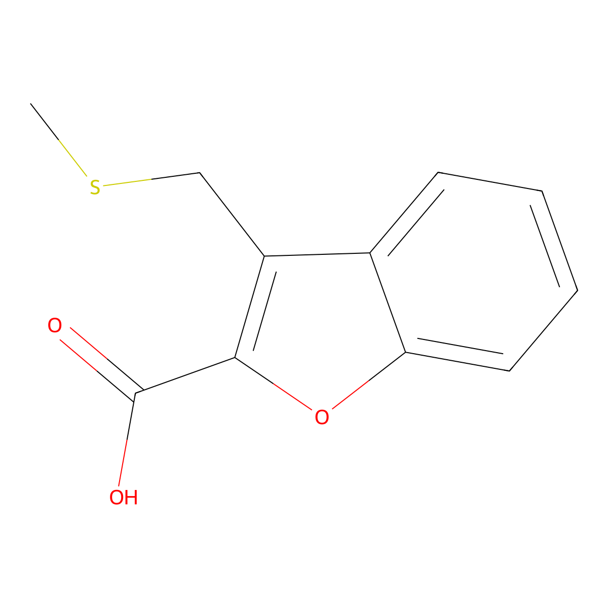 3-((Methylsulfanyl)methyl)-1-benzofuran-2-carboxylic acid molecular structure, CAS 743440-27-9