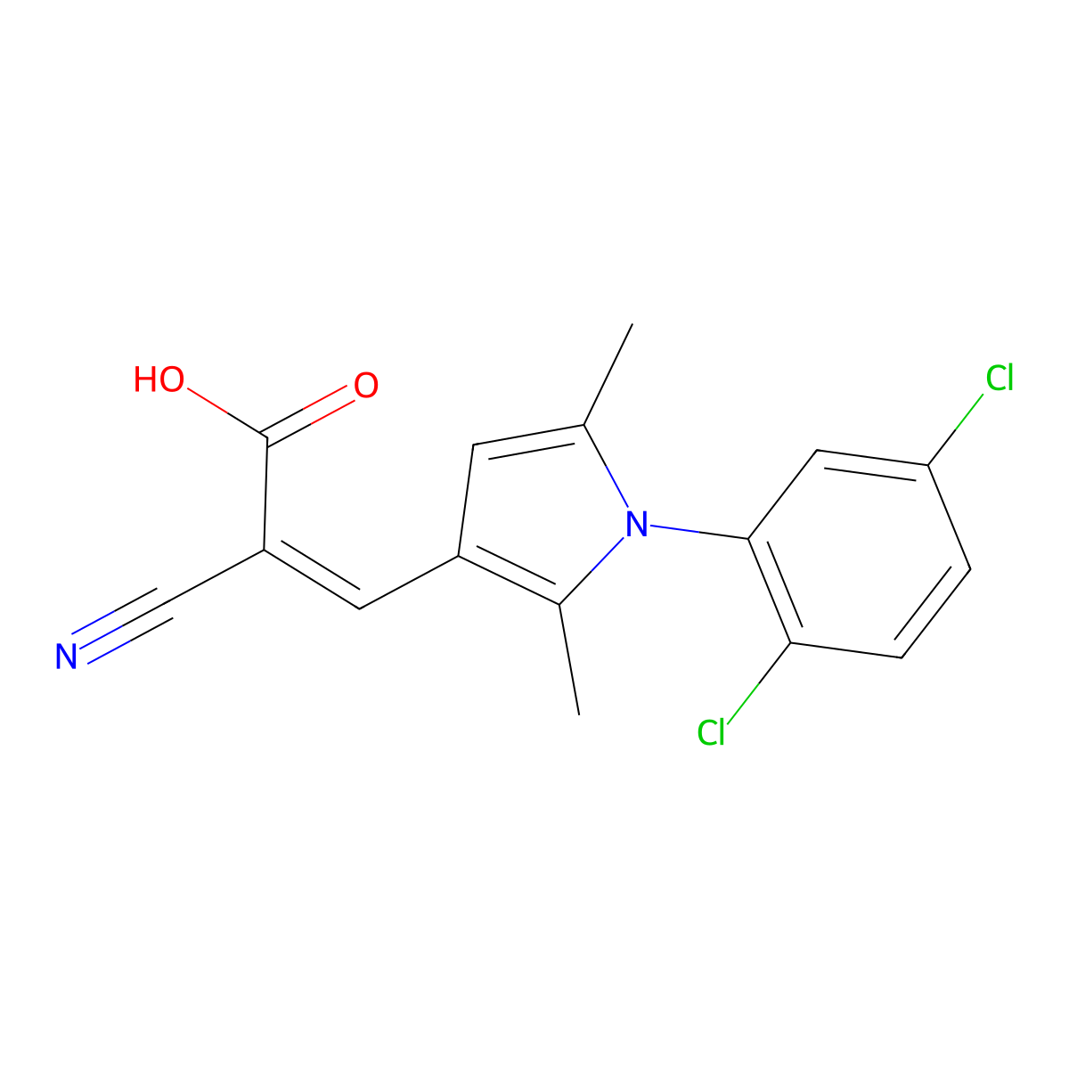 2-cyano-3-[1-(2,5-dichlorophenyl)-2,5-dimethyl-1H-pyrrol-3-yl]prop-2-enoic acid molecular structure, CAS 743440-35-9