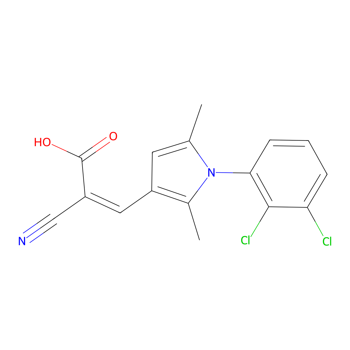 2-cyano-3-[1-(2,3-dichlorophenyl)-2,5-dimethyl-1H-pyrrol-3-yl]prop-2-enoic acid molecular structure, CAS 743440-58-6