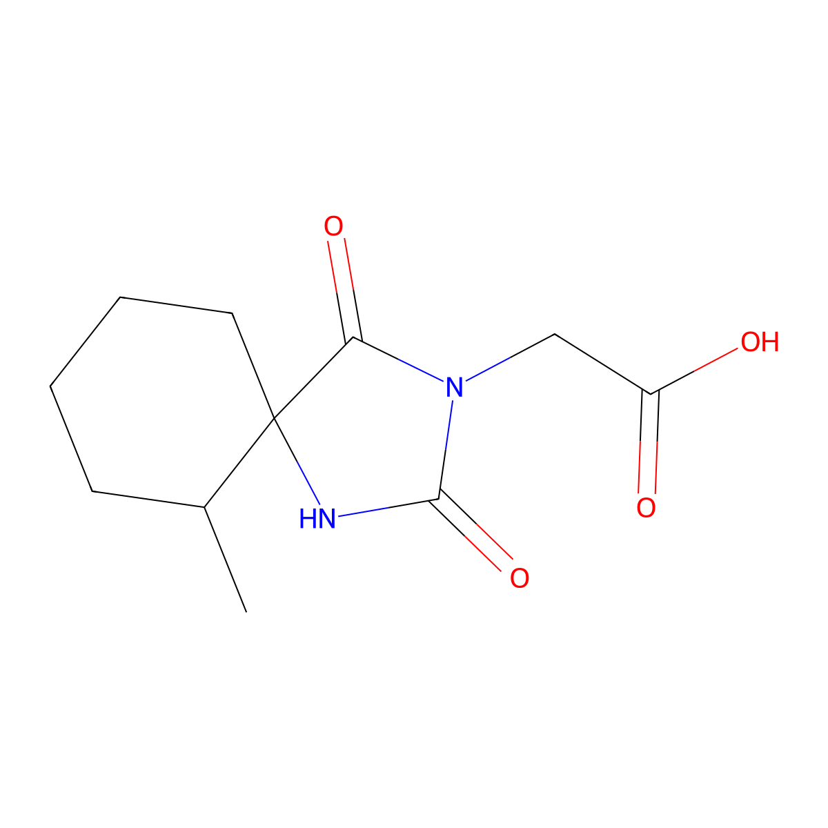 2-{6-Methyl-2,4-dioxo-1,3-diazaspiro[4.5]decan-3-yl}acetic acid molecular structure, CAS 743441-93-2
