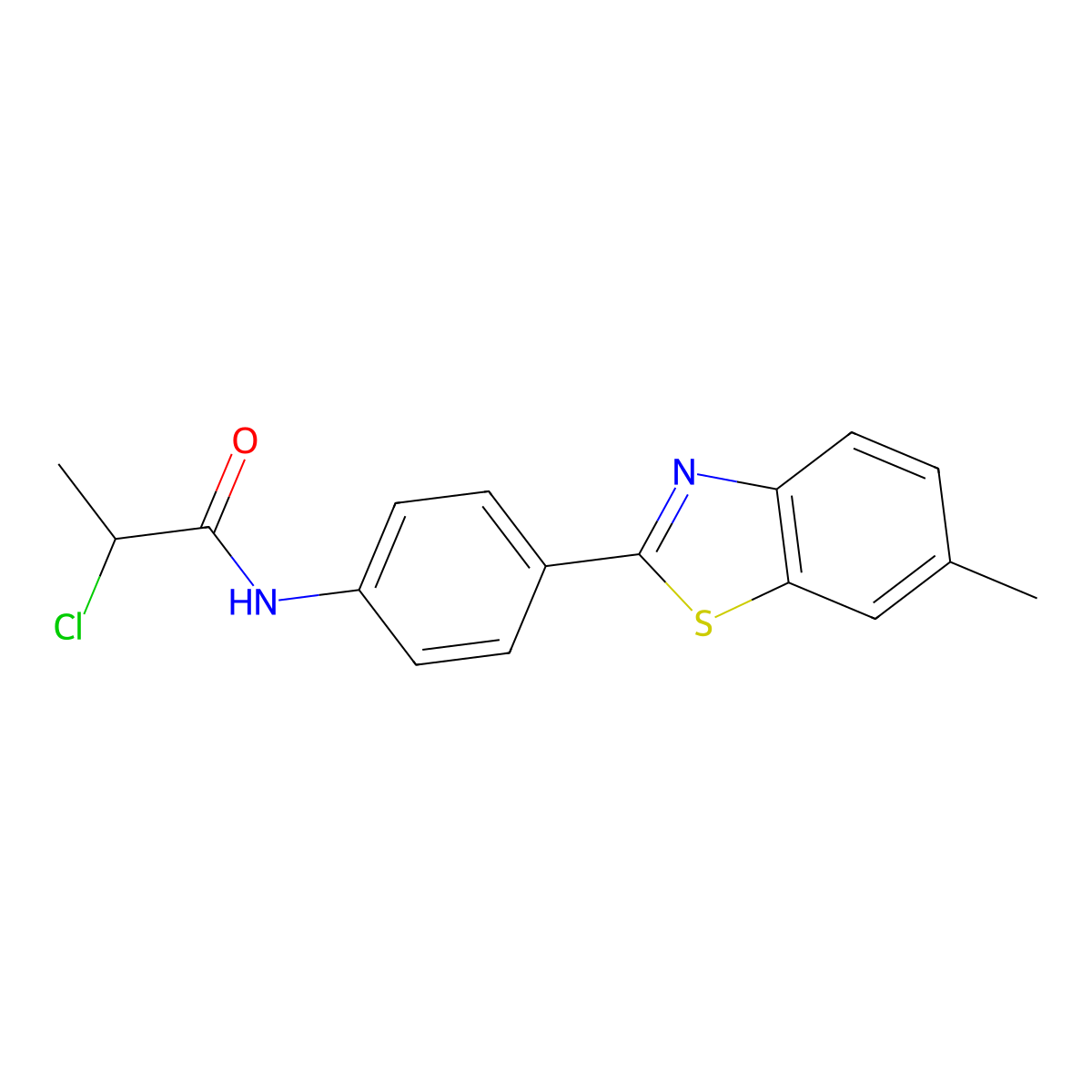 2-chloro-N-[4-(6-methyl-1,3-benzothiazol-2-yl)phenyl]propanamide molecular structure, CAS 743442-07-1