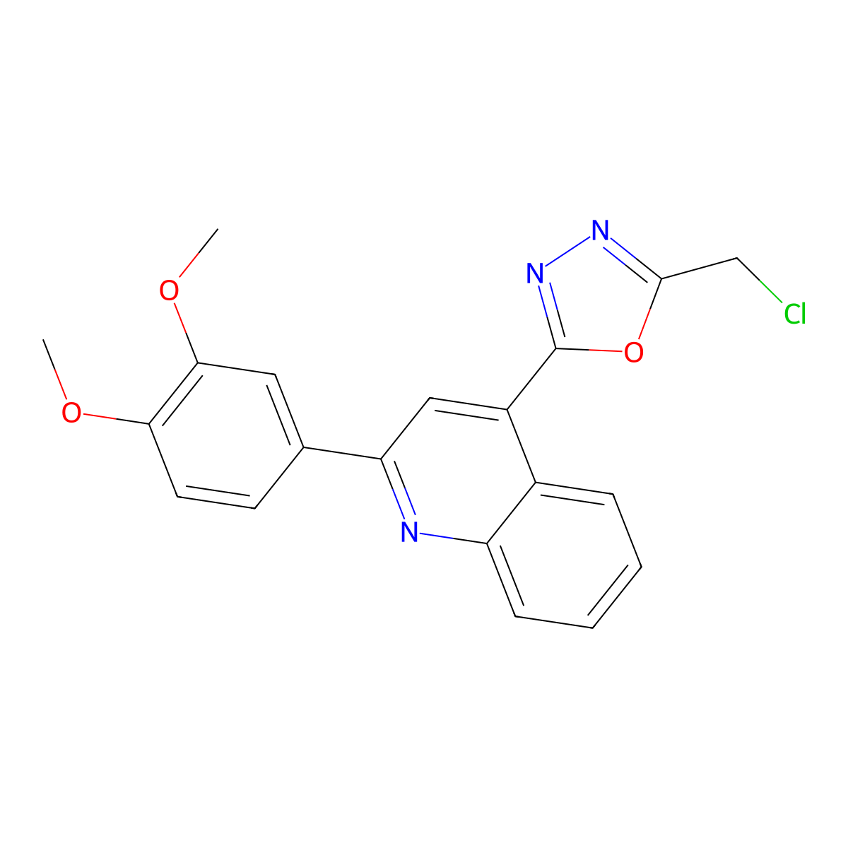 4-[5-(Chloromethyl)-1,3,4-oxadiazol-2-yl]-2-(3,4-dimethoxyphenyl)quinoline molecular structure, CAS 743442-09-3