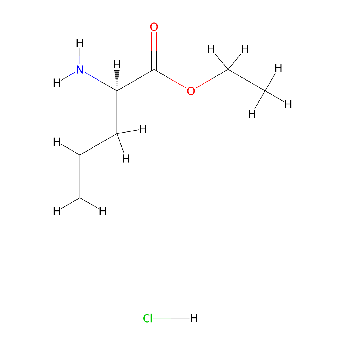 Ethyl (R)-2-aminopent-4-enoate hydrochloride molecular structure, CAS 743442-77-5