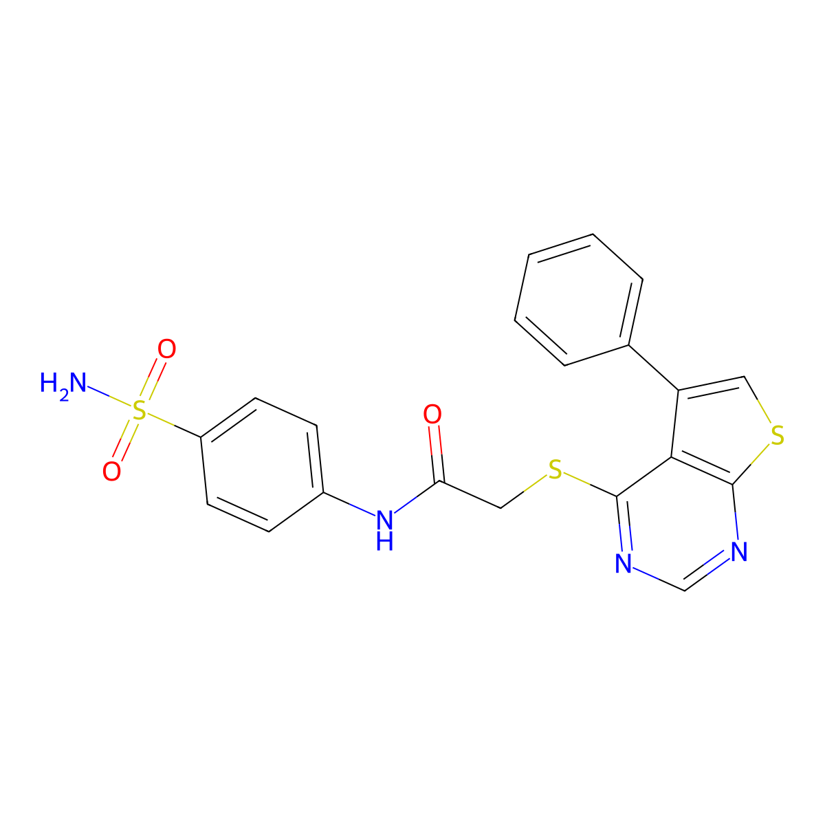 2-(5-phenylthiopheno[3,2-e]pyrimidin-4-ylthio)-N-(4-sulfamoylphenyl)acetamide molecular structure, CAS 743443-98-3