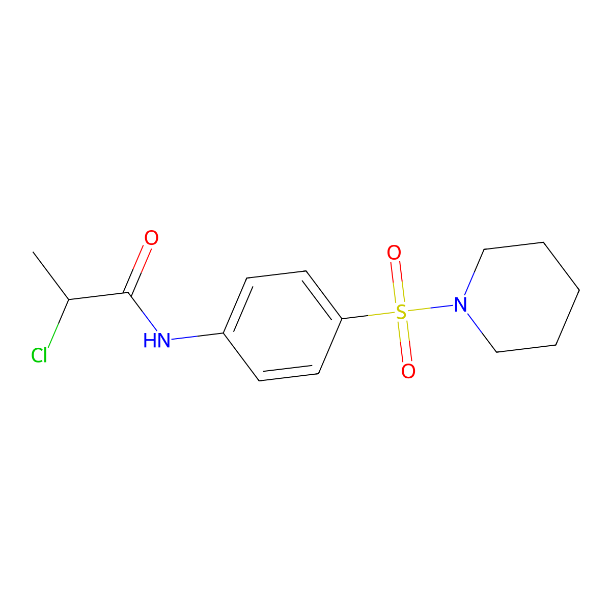 2-chloro-N-[4-(piperidin-1-ylsulfonyl)phenyl]propanamide molecular structure, CAS 743444-26-0