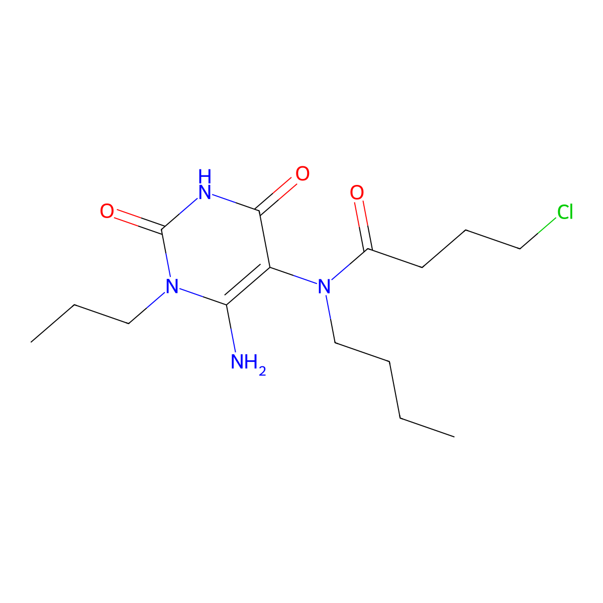 N-(6-amino-2,4-dioxo-1-propyl-1,2,3,4-tetrahydropyrimidin-5-yl)-N-butyl-4-chlorobutanamide molecular structure, CAS 743444-33-9