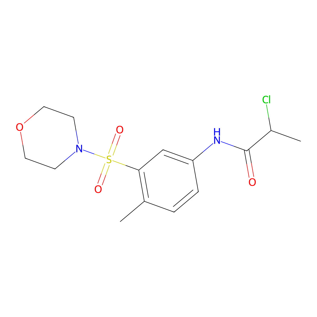 2-chloro-N-(4-methyl-3-(morpholine-4-sulfonyl)phenyl)propanamide molecular structure, CAS 743444-43-1