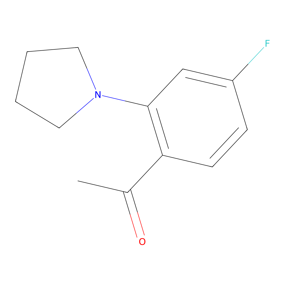 1-(4-Fluoro-2-pyrrolidin-1-ylphenyl)ethanone molecular structure, CAS 743444-59-9