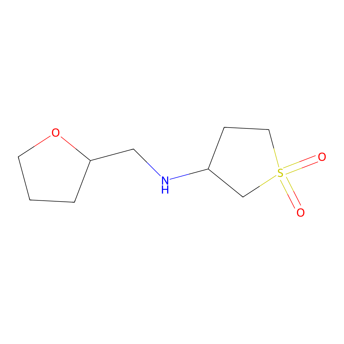 1,1-dioxo-N-(2-oxolanylmethyl)-3-thiolanamine molecular structure, CAS 743444-61-3