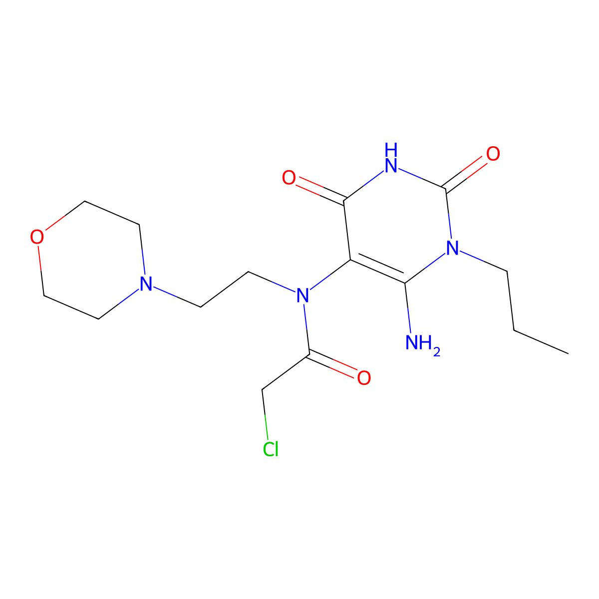 N-(6-Amino-2,4-dioxo-1-propyl-1,2,3,4-tetrahydropyrimidin-5-yl)-2-chloro-N-[2-(morpholin-4-yl)ethyl]acetamide molecular structure, CAS 743444-62-4