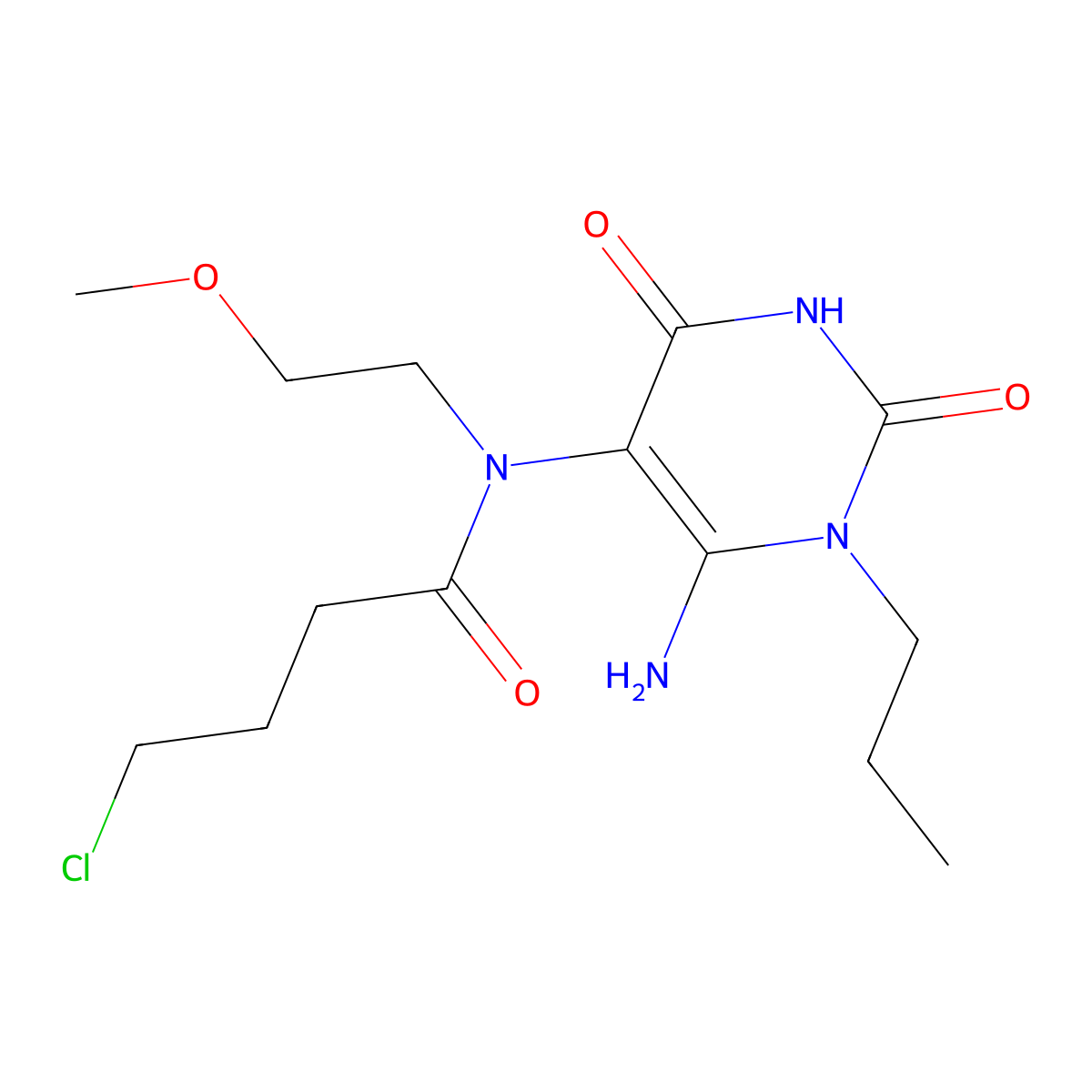 N-(6-amino-2,4-dioxo-1-propyl-1,2,3,4-tetrahydropyrimidin-5-yl)-4-chloro-N-(2-methoxyethyl)butanamide molecular structure, CAS 743444-69-1