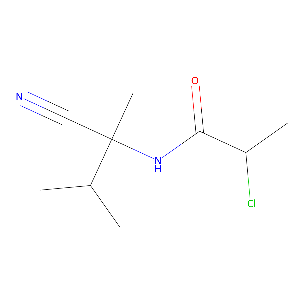 2-chloro-N-(1-cyano-1,2-dimethylpropyl)propanamide molecular structure, CAS 743444-73-7