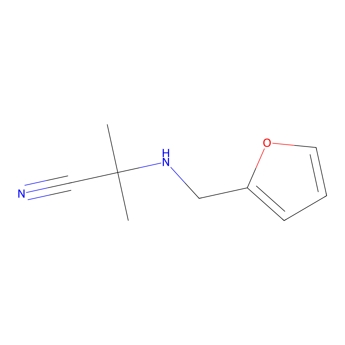 2-[(Furan-2-ylmethyl)amino]-2-methylpropanenitrile molecular structure, CAS 743444-74-8