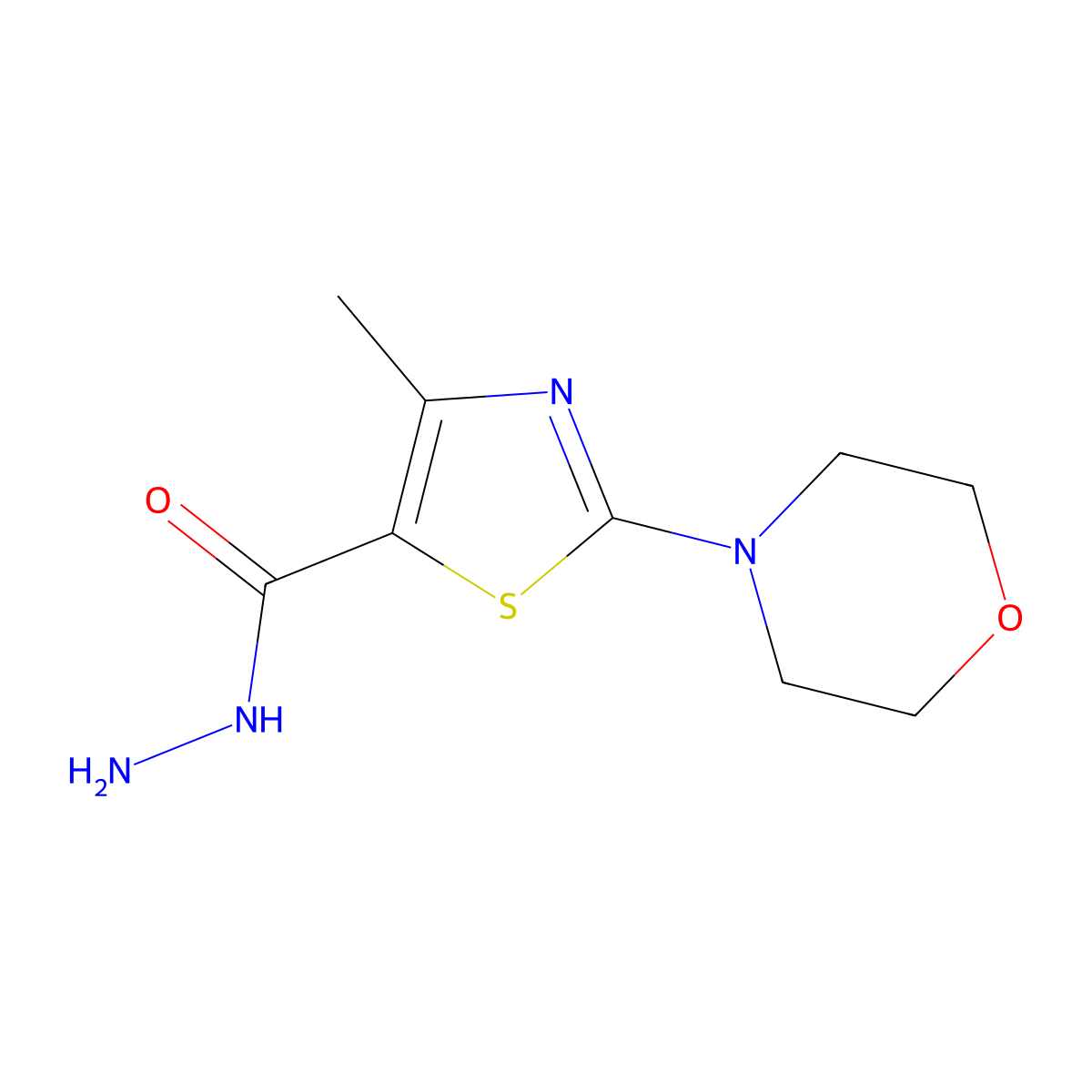 4-Methyl-2-(morpholin-4-yl)-1,3-thiazole-5-carbohydrazide molecular structure, CAS 743444-75-9