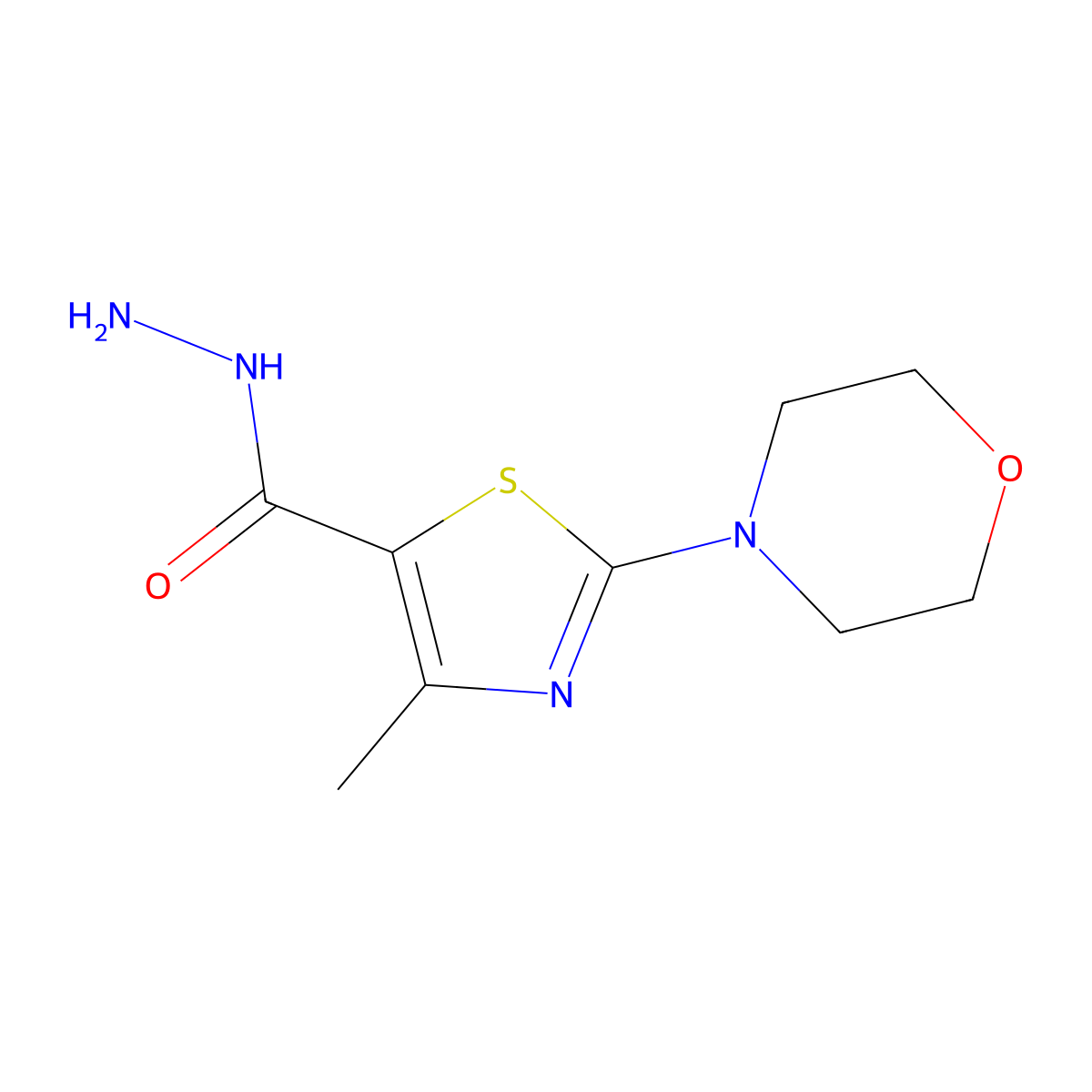 4-Methyl-2-(morpholin-4-yl)-1,3-thiazole-5-carbohydrazide molecular structure, CAS 743444-75-9