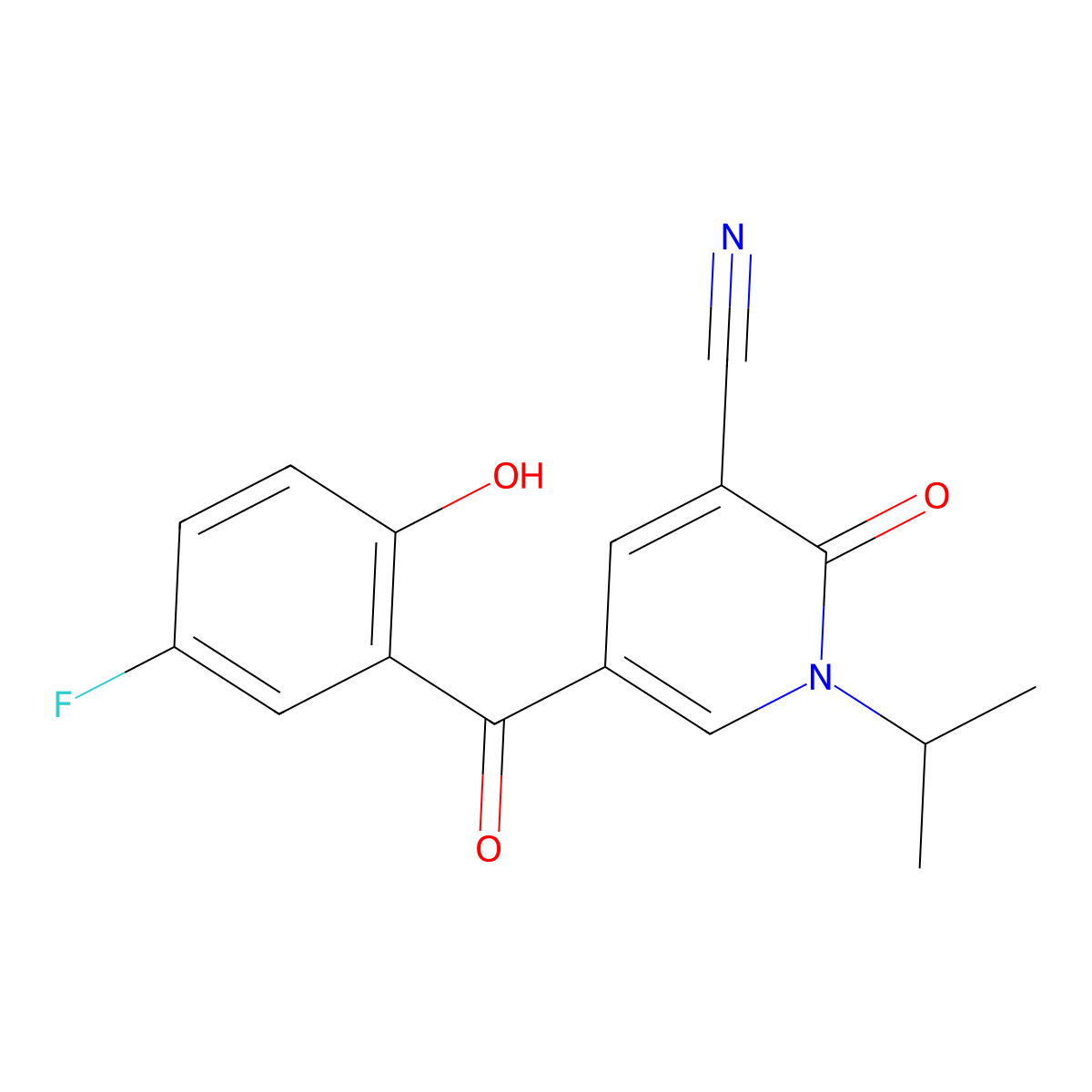 5-(5-Fluoro-2-hydroxybenzoyl)-2-oxo-1-(propan-2-yl)-1,2-dihydropyridine-3-carbonitrile molecular structure, CAS 743444-77-1